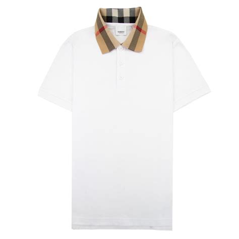 burberry polo tee|Check Collar Cotton Polo Shirt in White .